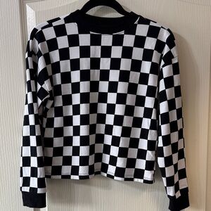 Forever 21 Black and White Checkered Long Sleeve Top